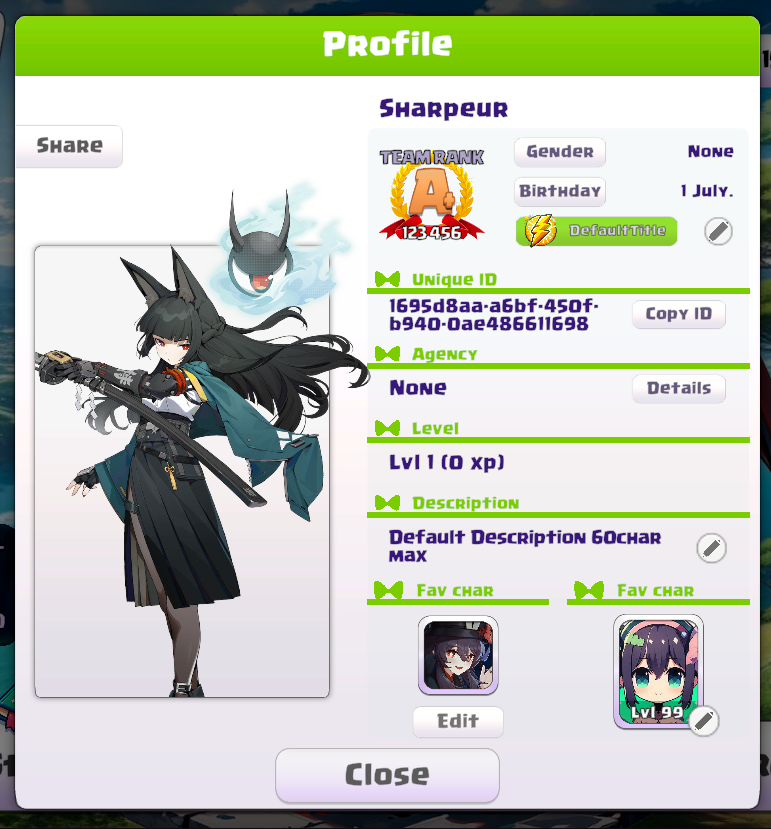 Profile Menu